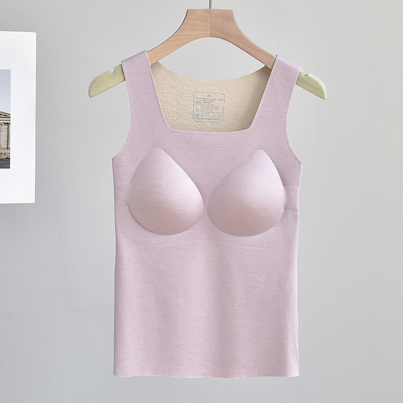 Varrásmentes termikus mellény dupla réteg Mulberry selyemből, pulóver-stílusú, négyszögletes nyakú, meleg és külső viselésre alkalmas