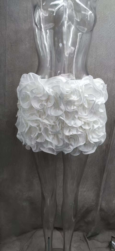 Set top și fustă cu bretele de tip os de pește, top reglabil fără bretele, broderie florală, bumbac-viscoză, primăvară-vară 2025