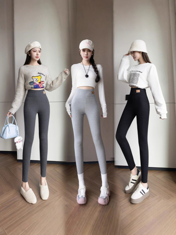 Ženske termo leggins s flis podstavom za jesen-zimu, podižu bokove, stižu trbuh, uski kroj, topli i elastični, visok struk, duljina 9/10