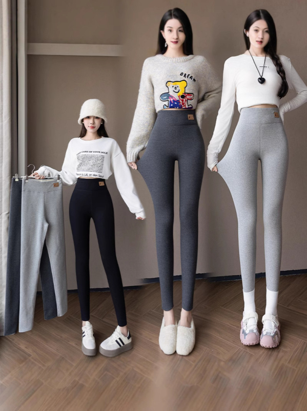 Ženske termo leggins s flis podstavom za jesen-zimu, podižu bokove, stižu trbuh, uski kroj, topli i elastični, visok struk, duljina 9/10
