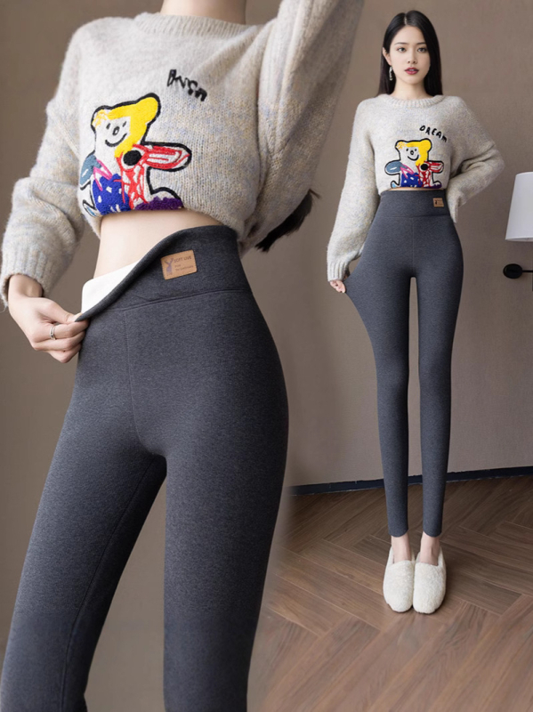 Ženske termo leggins s flis podstavom za jesen-zimu, podižu bokove, stižu trbuh, uski kroj, topli i elastični, visok struk, duljina 9/10