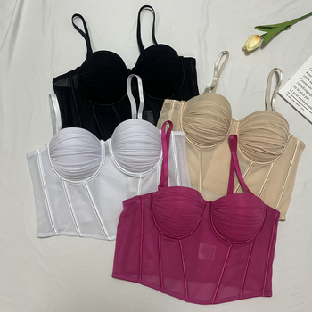 Push-Up мрежест жилет топ с подвижни презрамки, четири реда закопчалки на гърба, чашки 1/2, тънки оформени чаши