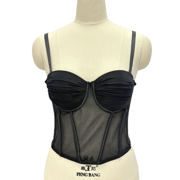 Push-Up мрежест жилет топ с подвижни презрамки, четири реда закопчалки на гърба, чашки 1/2, тънки оформени чаши