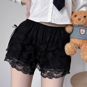 Γυναικεία δαντελένια σορτς ασφαλείας, μεσαία μέση, νάιλον/πολυαμίδιο, προστασία από την αποκάλυψη