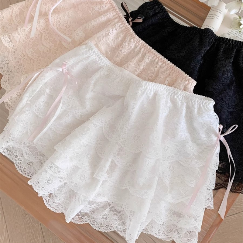 Γυναικεία δαντελένια σορτς ασφαλείας, μεσαία μέση, νάιλον/πολυαμίδιο, προστασία από την αποκάλυψη