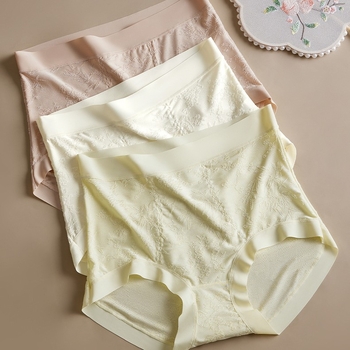 Kinyújtott magas derekú női fehérnemű antibakteriális, haskörüli kontroll, kínai stílusú domborított minta, kötött anyag 88% nylon, 12% spandex