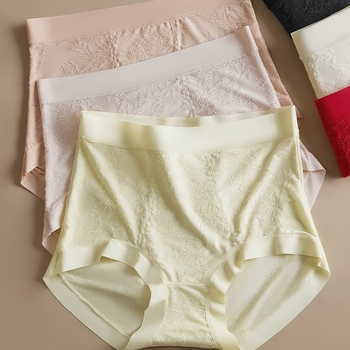 Kinyújtott magas derekú női fehérnemű antibakteriális, haskörüli kontroll, kínai stílusú domborított minta, kötött anyag 88% nylon, 12% spandex