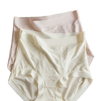 Kinyújtott magas derekú női fehérnemű antibakteriális, haskörüli kontroll, kínai stílusú domborított minta, kötött anyag 88% nylon, 12% spandex