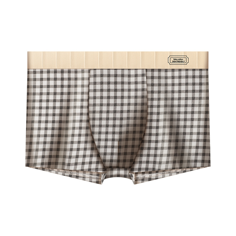 Bandung férfi pamut kockás boxeralsó, középmagas derekú, légáteresztő, rugalmas, kényelmes