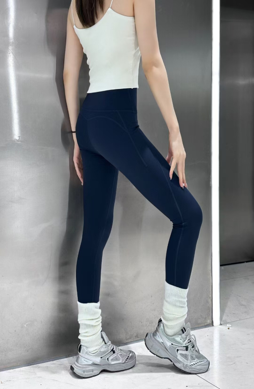 Wuxin 7215 Lycra Cropped Visoki struk Joga leggings s podizanjem stražnjice – Najlon 80–90% / Spandeks <30%, Tanke, Jednobojne