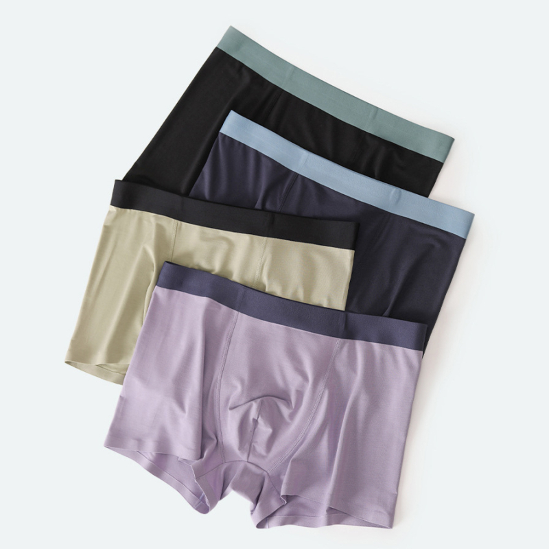 Boxer briefs bărbați fără cusături din modal, țesătură rib, talie medie, model cu potrivire cromatică