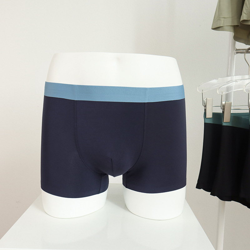 Boxer briefs bărbați fără cusături din modal, țesătură rib, talie medie, model cu potrivire cromatică