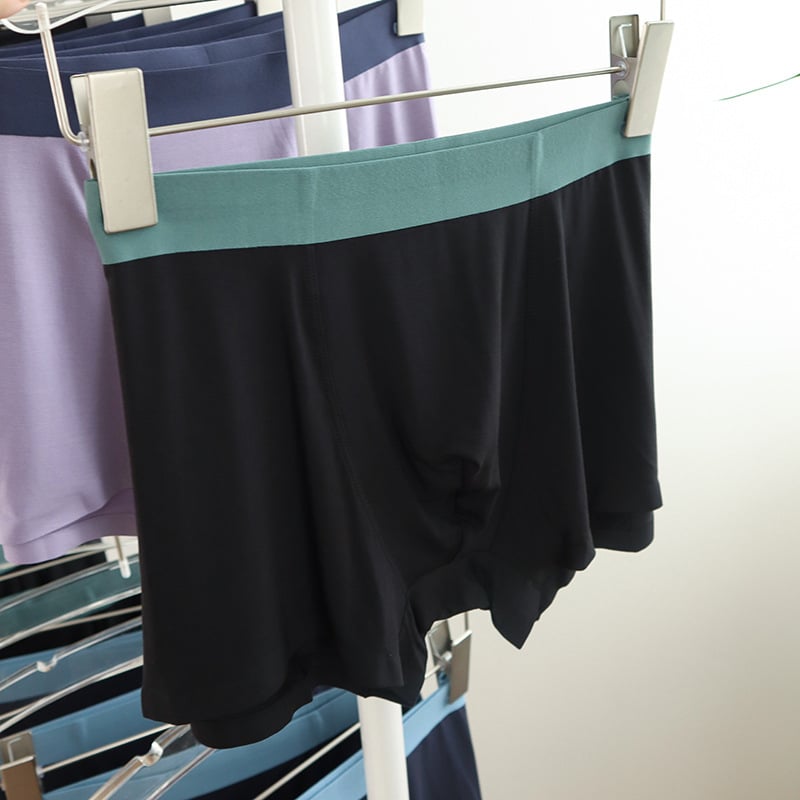 Boxer briefs bărbați fără cusături din modal, țesătură rib, talie medie, model cu potrivire cromatică
