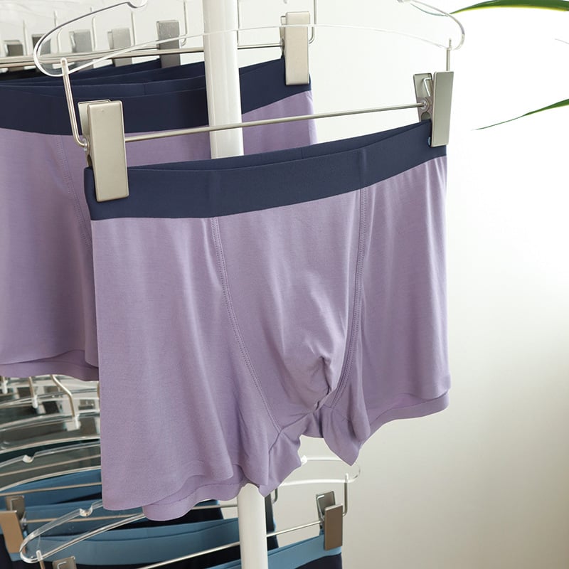 Boxer briefs bărbați fără cusături din modal, țesătură rib, talie medie, model cu potrivire cromatică