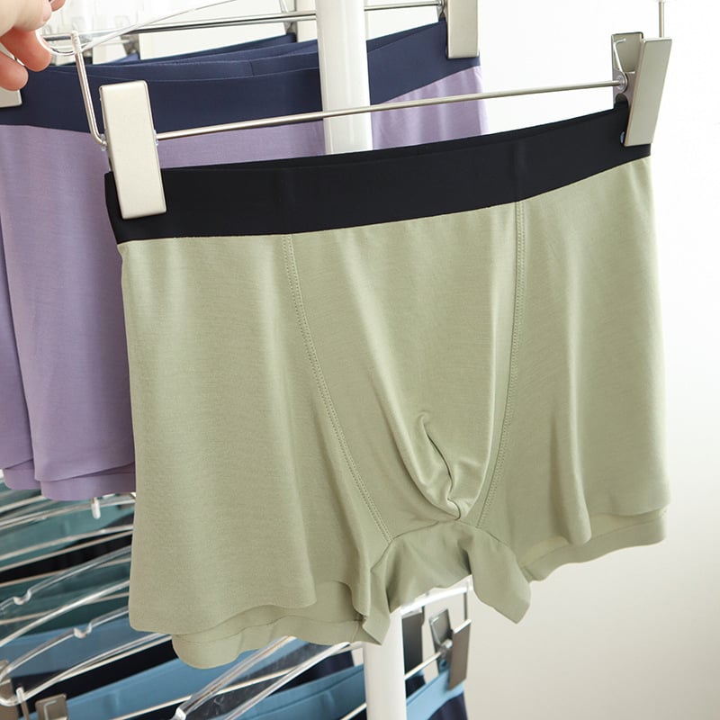 Boxer briefs bărbați fără cusături din modal, țesătură rib, talie medie, model cu potrivire cromatică