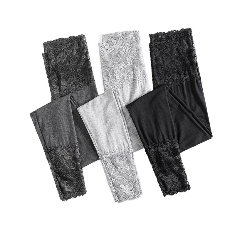 Ženske leggings od modalnog materijala s čipkom, visoka elastičnost, uski kroj za proljeće i jesen, pogodne za nošenje kao donji ili gornji sloj, plus veličina