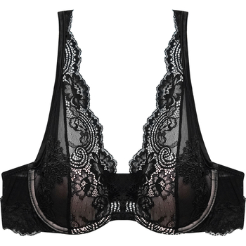 Prancūziško stiliaus nėrinių liemenėlė su siuvinėjimais, su kostimis, plonas kupolo formos kaušelis, push-up