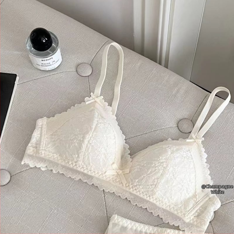 Комплект сутиени за жени, 3/4 чашка, тънки формирани чашки, безжични, дантела, дишащи