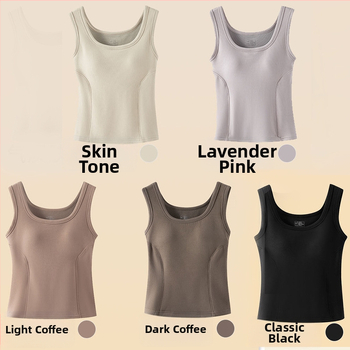 Vunena termalna vest s ugrađenim košaricama, dvostruki sloj, okrugli ovratnik