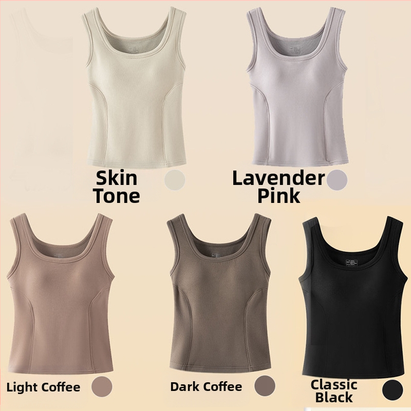 Vunena termalna vest s ugrađenim košaricama, dvostruki sloj, okrugli ovratnik