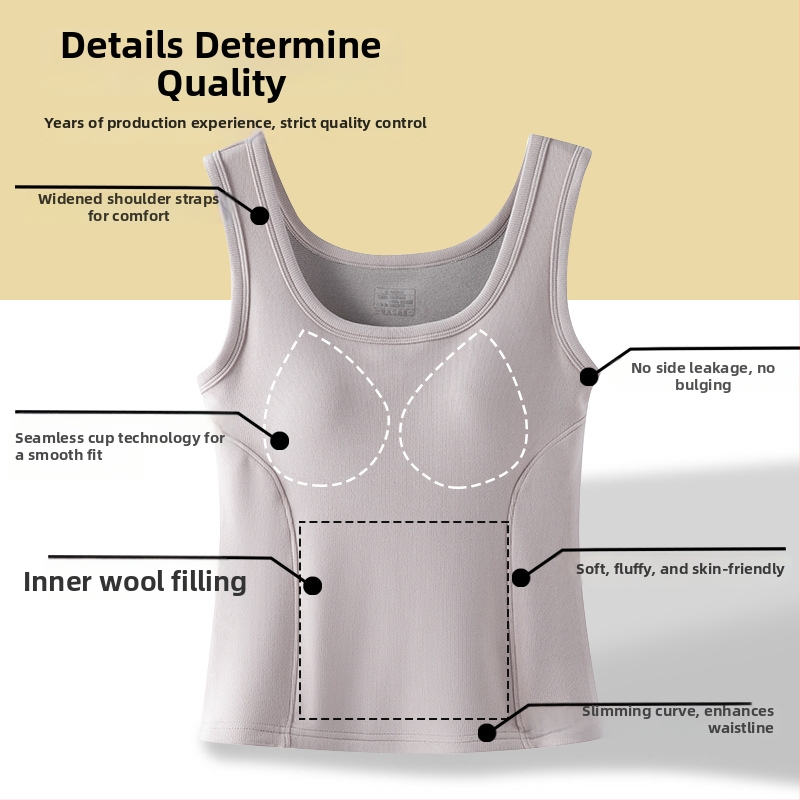 Vunena termalna vest s ugrađenim košaricama, dvostruki sloj, okrugli ovratnik