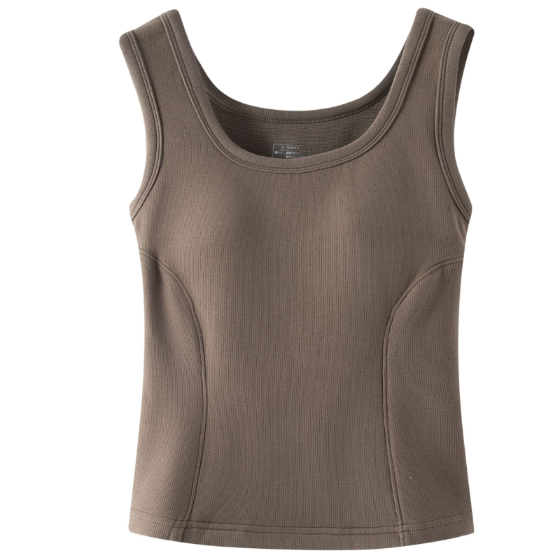 Vunena termalna vest s ugrađenim košaricama, dvostruki sloj, okrugli ovratnik