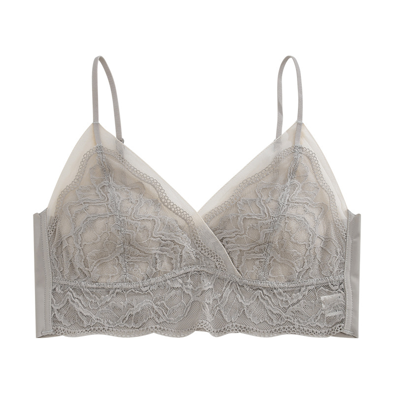 Nėriniuotos be vielos liemenėlė, prancūziško stiliaus, kaušiai su triušių ausų dizainu, ultratankiai formuojami kaušai, fiksuotos dvigubos petnešėlės