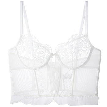 Секси бельо: френски стил дантелен корсет-бюстгальтер с костички, чаши 3/4, ултра тънко оформени чаши, дишащи, повдигащ ефект, шест реда закопчване на гърба