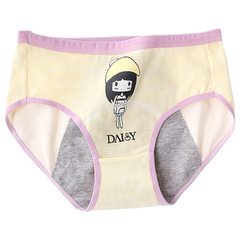 Γυναικείο περιοδικό εσώρουχο για κορίτσια, μεσαία μέση, boxer briefs, 95% βαμβάκι, μοτίβο καρτούν