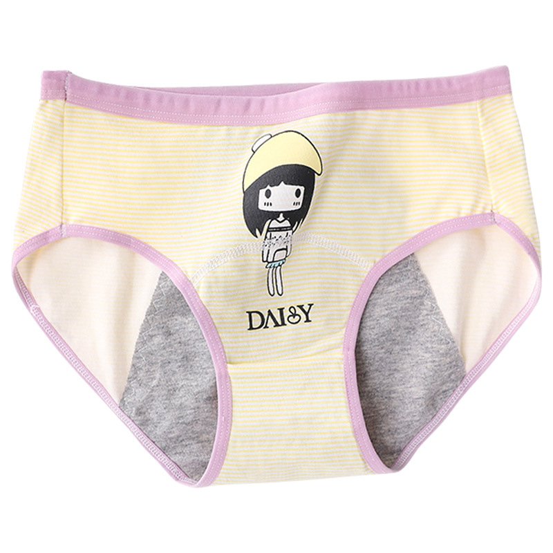 Γυναικείο περιοδικό εσώρουχο για κορίτσια, μεσαία μέση, boxer briefs, 95% βαμβάκι, μοτίβο καρτούν