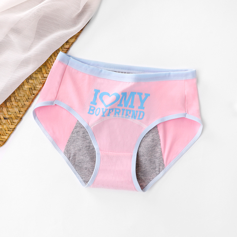 Γυναικείο περιοδικό εσώρουχο για κορίτσια, μεσαία μέση, boxer briefs, 95% βαμβάκι, μοτίβο καρτούν