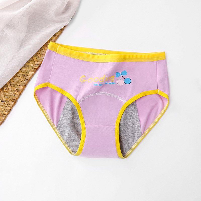 Γυναικείο περιοδικό εσώρουχο για κορίτσια, μεσαία μέση, boxer briefs, 95% βαμβάκι, μοτίβο καρτούν