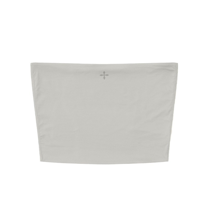 Tube top bez ramena, uski kroj s križnim otiskom, lagan i elastičan materijal od najlona 80–90% i spandexa, duljina vrlo kratka ≤40 cm