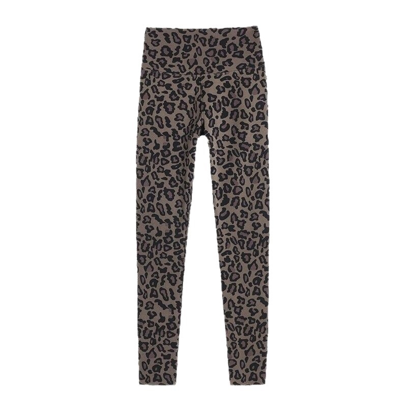 Ženske legice s leopard printom, pogodne za nošenje kao vanjska odjeća, visokim strukom, fleece podstava, joga hlače za kontrolu trbuha i podizanje stražnjice