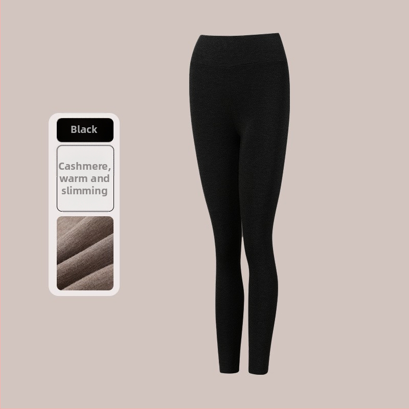 Ženske joga hlače, visokim strukom za kontrolu trbuha, uski kroj, prozračna kašmir-akrilna smjesa, srednja debljina