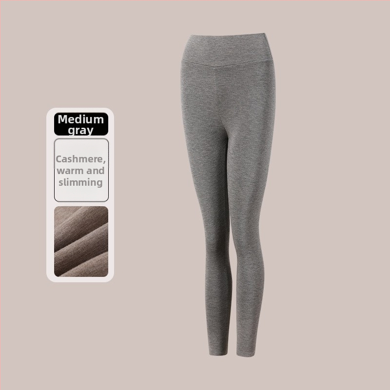 Ženske joga hlače, visokim strukom za kontrolu trbuha, uski kroj, prozračna kašmir-akrilna smjesa, srednja debljina
