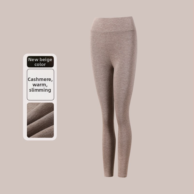 Ženske joga hlače, visokim strukom za kontrolu trbuha, uski kroj, prozračna kašmir-akrilna smjesa, srednja debljina