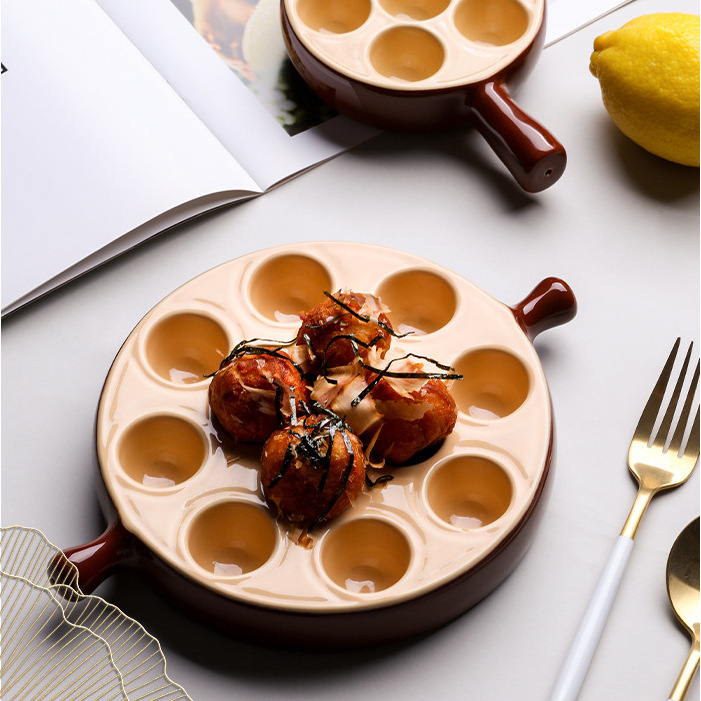Keramička tava za pečenje za escargot - okrugla, nordijski stil, mikrovalna kompatibilna, mogućnost prilagodbe