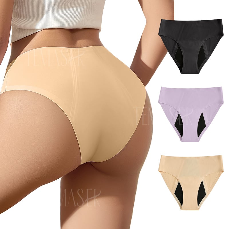 Ženske menstrualne gaćice s četiri sloja, otporne na curenje, niski struk, prošireni prednji i stražnji dio, glavni materijal najlon (78%), podstava poliester (77,8%).