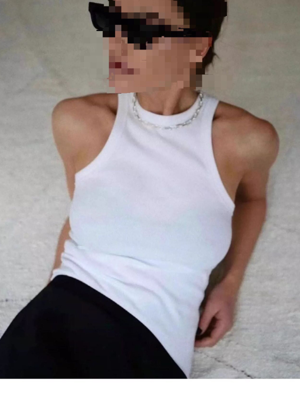 Ženski tank top Racerback – uski kroj, pamuk 95%+, dvostruka ramena, ljeto 2025
