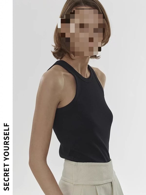 Ženski tank top Racerback – uski kroj, pamuk 95%+, dvostruka ramena, ljeto 2025