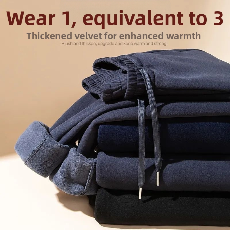 Meeste polüestrist sportpüksid paksud fliisiga, keskkoht, sirge lõige, talviseks