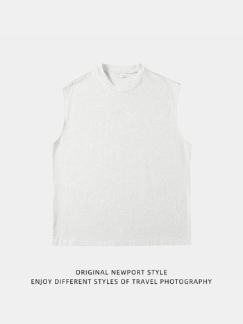 Muška bezrukavna majica-vest, opuštenog kroja, jednobojna, 100% pamuk, ravni rub