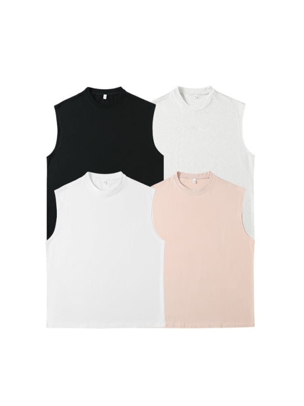 Muška bezrukavna majica-vest, opuštenog kroja, jednobojna, 100% pamuk, ravni rub