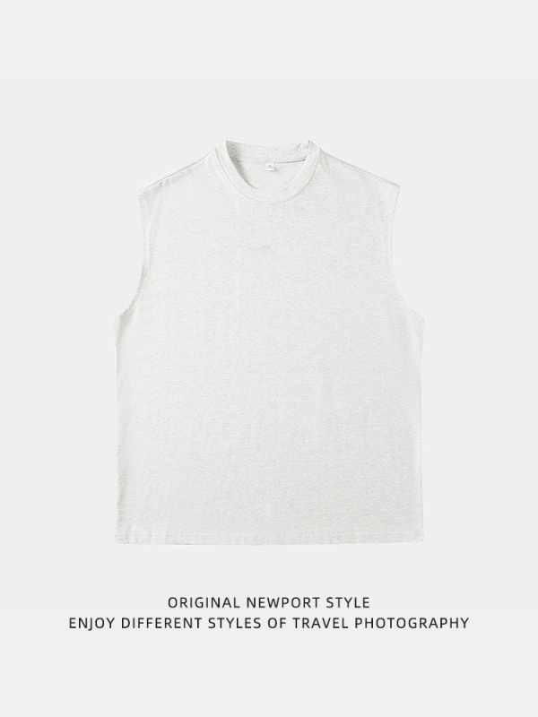 Muška bezrukavna majica-vest, opuštenog kroja, jednobojna, 100% pamuk, ravni rub