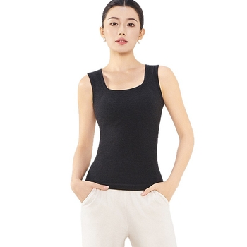 Ženska termalna vesta, od recikliranih vlakana, s ugrađenim grudnjakom i jastučićem, jednobojna, okrugli izrez