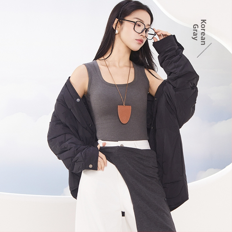 Ženska termalna vesta, od recikliranih vlakana, s ugrađenim grudnjakom i jastučićem, jednobojna, okrugli izrez