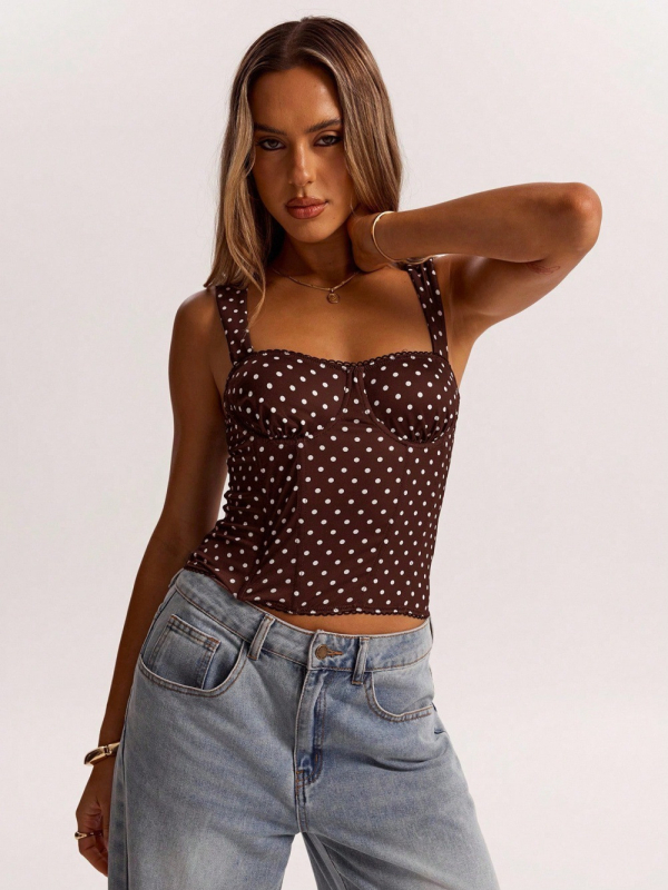 Bustier grudnjak s kosticom, točkasti uzorak, kratka dužina, poliester