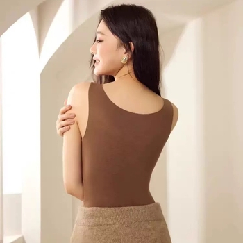 Terminė liemenė su V kaklu, nėriniai, be siūlių dizainas, krūties įdėklas ir savireguliuojantis šilumos sluoksnis iš šilko kasmyro