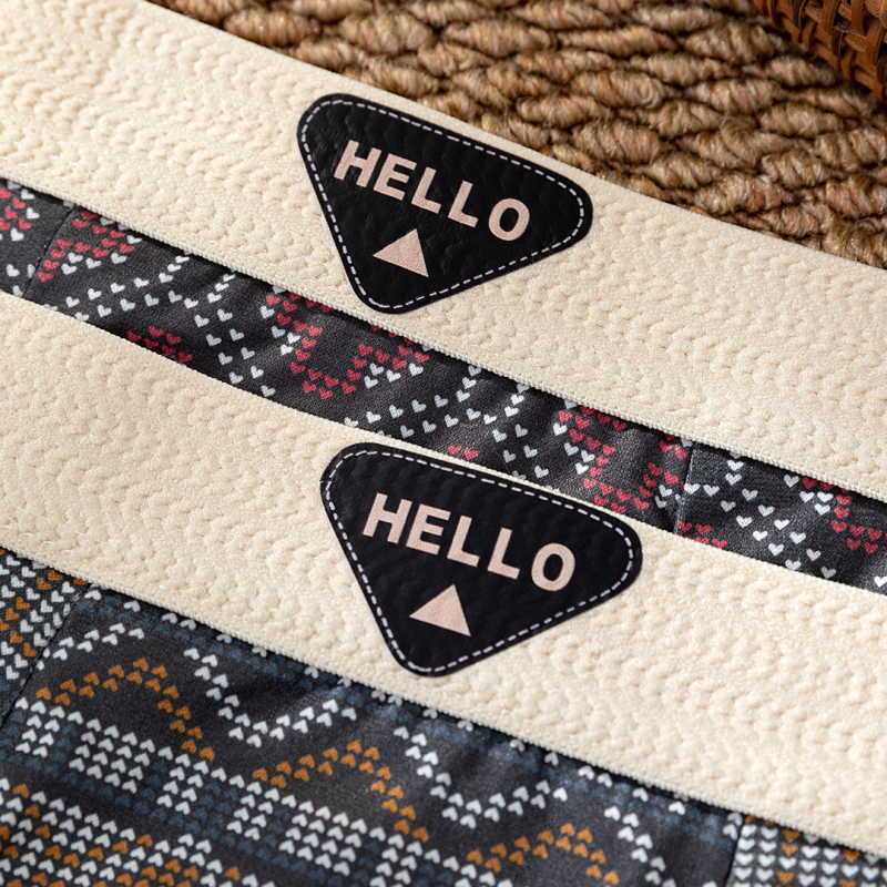 Férfi boxer briefek, etnikus csíkos mintával, légző Milk Silk poliészter keverék, középmagas derekú, kötött anyag, tinédzserek számára